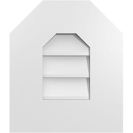Ekena Millwork Octagonal Top Surface Mount PVC Gable Vent w/ 3-1/2"W x 1"P Standard Frame, 12"W x 14"H GVPOT12X1401SN